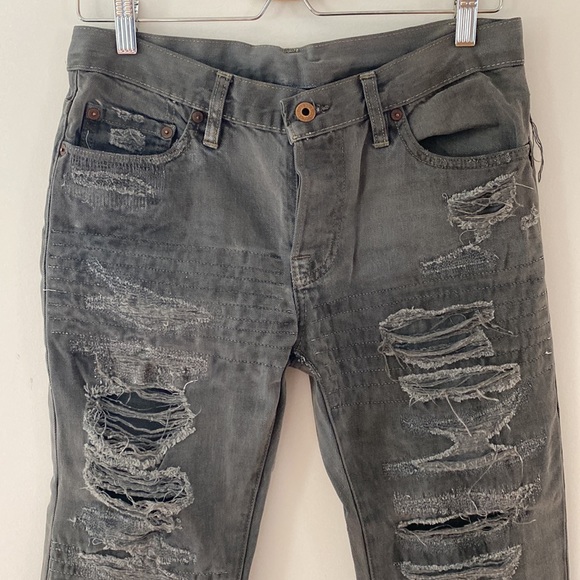 NSF Straight Slouch Size 25 Dark Grey Distressed Jeans - Picture 2 of 7